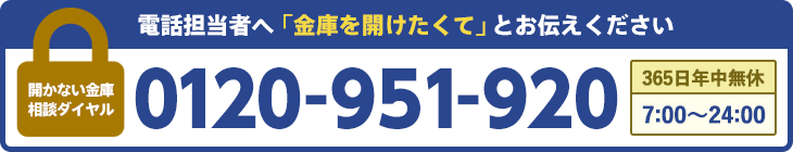 電話担当者へ「金庫を開けたくて」とお伝えください